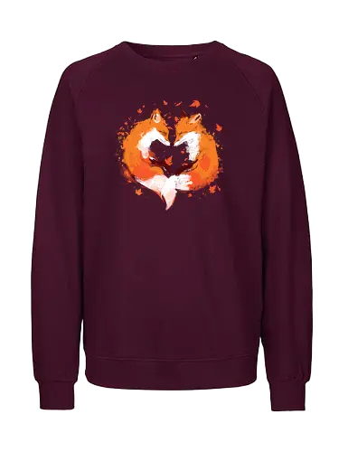 FALLing in love - foxes, fall seaon, orange, cute style, nature, animals, graffiti art style, simple design, cute, love - Fairtrade Sweatshirt