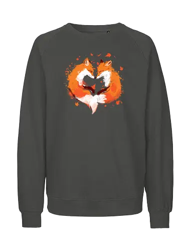 FALLing in love - foxes, fall seaon, orange, cute style, nature, animals, graffiti art style, simple design, cute, love - Fairtrade Sweatshirt