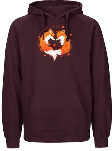 FALLing in love - foxes, fall seaon, orange, cute style, nature, animals, graffiti art style, simple design, cute, love - Fairtrade Hoodie