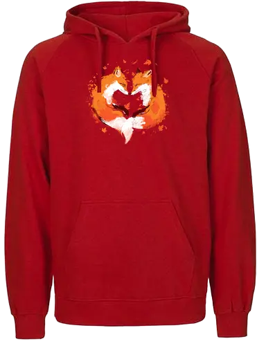 FALLing in love - foxes, fall seaon, orange, cute style, nature, animals, graffiti art style, simple design, cute, love - Fairtrade Hoodie