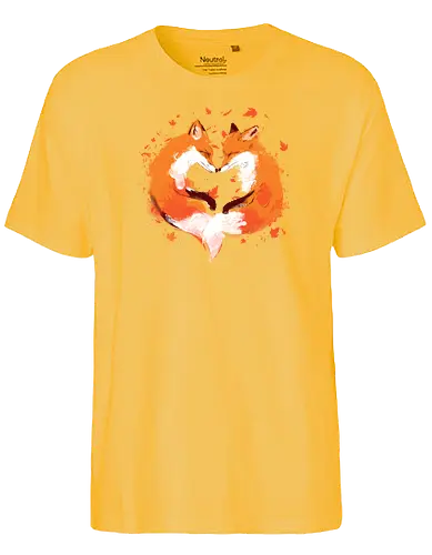 FALLing in love - foxes, fall seaon, orange, cute style, nature, animals, graffiti art style, simple design, cute, love - Fairtrade T-Shirt