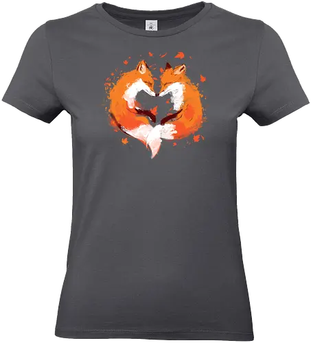 FALLing in love - foxes, fall seaon, orange, cute style, nature, animals, graffiti art style, simple design, cute, love - Standard T-Shirt (Women)