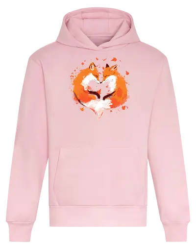 FALLing in love - foxes, fall seaon, orange, cute style, nature, animals, graffiti art style, simple design, cute, love - Heavyweight Hoodie