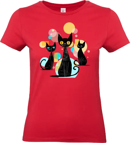 Mid Century Cats - cats, animals, mid century, vintage, retro, cool cats - Standard T-Shirt (Women)
