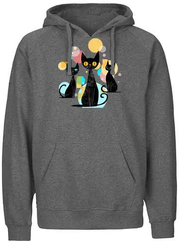 Mid Century Cats - cats, animals, mid century, vintage, retro, cool cats - Fairtrade Hoodie