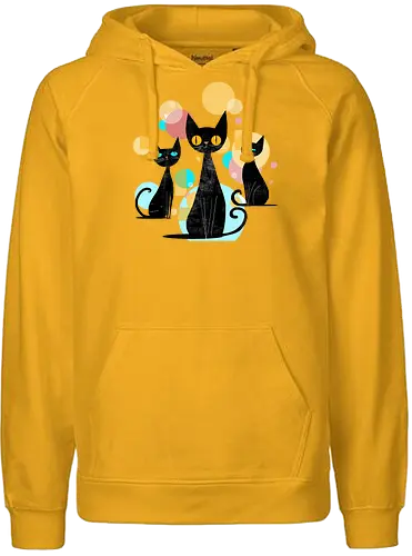 Mid Century Cats - cats, animals, mid century, vintage, retro, cool cats - Fairtrade Hoodie