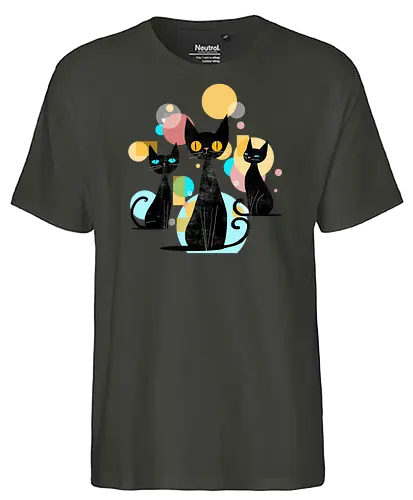Mid Century Cats - cats, animals, mid century, vintage, retro, cool cats - Fairtrade T-Shirt