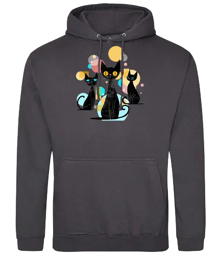 Mid Century Cats - cats, animals, mid century, vintage, retro, cool cats - Standard Hoodie