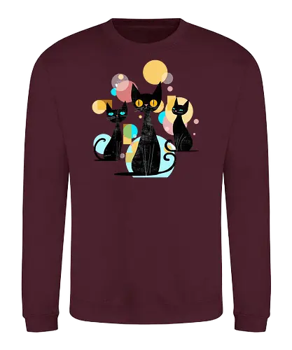Mid Century Cats - cats, animals, mid century, vintage, retro, cool cats - Sweatshirt