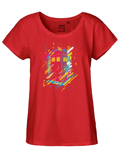 Synth tardis - Doctor, tardis, scifi, tv, pop culture, synth wave, 70's - Fairtrade Girl Shirt
