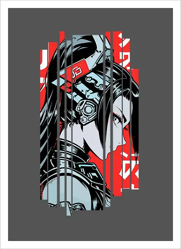 Frau Cyborg japanisches Rot