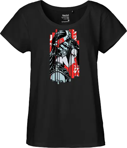 Frau Cyborg japanisches Rot