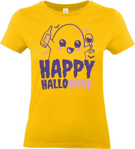 Happy Hallowine - halloween, ghost, cute, wine, drinks, funny, kawaii. - Standard T-Shirt (Women)