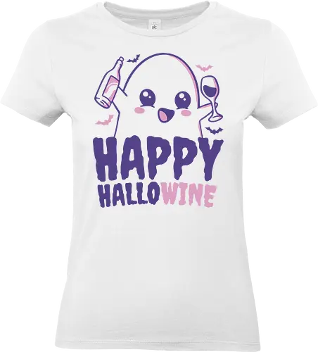 Happy Hallowine - halloween, ghost, cute, wine, drinks, funny, kawaii. - Standard T-Shirt (Women)