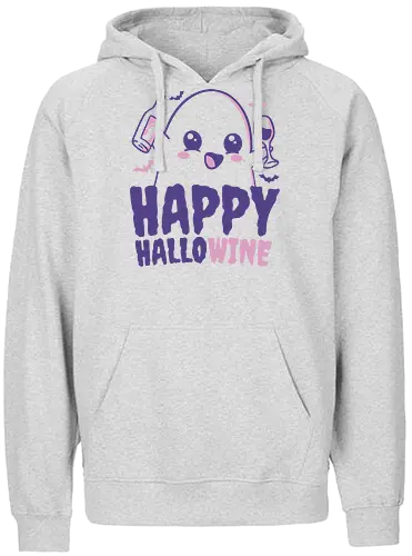Happy Hallowine - halloween, ghost, cute, wine, drinks, funny, kawaii. - Fairtrade Hoodie