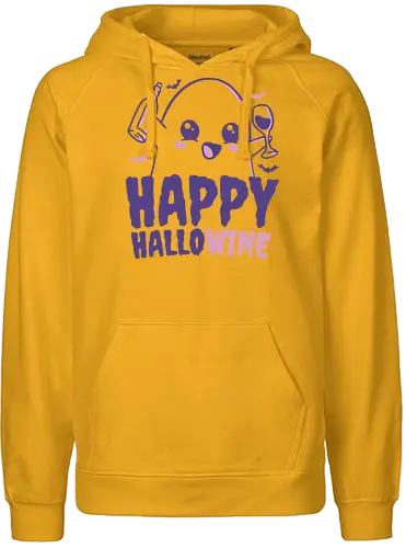 Happy Hallowine - halloween, ghost, cute, wine, drinks, funny, kawaii. - Fairtrade Hoodie