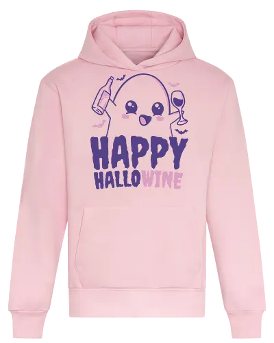 Happy Hallowine - halloween, ghost, cute, wine, drinks, funny, kawaii. - Heavyweight Hoodie