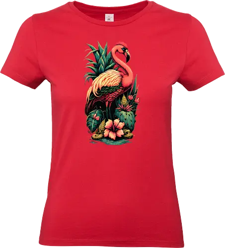 American Pink Flamingo Summer Vibes - adorable, american, flamingo, animal, beach, beautiful, bird, cute, exotic, summer, tattoo, flamingos, kawaii, nature, pink, pink flamingo, plants, positive, vibes, tropical, unique, wildlife, gift, illustronii - Standard T-Shirt (Women)
