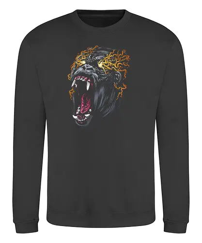Angry Gorilla Tattoo - aesthetic, aggressive, angry, gorilla, tattoo, animal, ape, beast, black, gorilla, bodybuilding, chimp, cool, danger, gift, face, warrior, gorillas, head, kawaii, majestic, monkey, monster, power, scary, spiritual, wild, illustronii - Sweatshirt