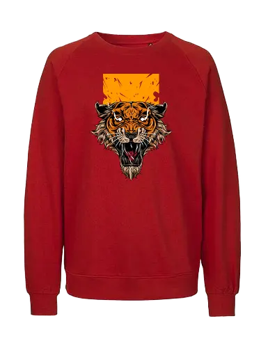 Angry Japanese Tiger Tattoo Tora - aesthetic, aggressive, angry, animal, anime, beast, big cat, gift, japan, japanese, japanese art, style, tattoo, kawaii, majestic, monster, mythology, power, samurai, scary, spiritual, tiger, tiger face, tiger warrior, tigers, tora, traditional, warrior, wild cat, Illustronii - Fairtrade Sweatshirt