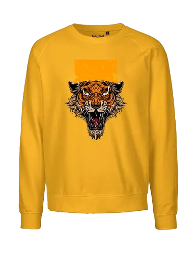 Angry Japanese Tiger Tattoo Tora - aesthetic, aggressive, angry, animal, anime, beast, big cat, gift, japan, japanese, japanese art, style, tattoo, kawaii, majestic, monster, mythology, power, samurai, scary, spiritual, tiger, tiger face, tiger warrior, tigers, tora, traditional, warrior, wild cat, Illustronii - Fairtrade Sweatshirt
