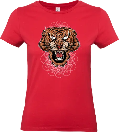 Angry Japanese Tiger Tora - anime, beast, big cat, gift, japan, japanese, japanese art, style, tattoo, kawaii, majestic, monster, mythology, power, samurai, scary, spiritual, tiger, tiger face, tiger warrior, tigers, tora, traditional, warrior, wild cat, Illustronii, aesthetic, aggressive, angry, animal - Standard T-Shirt (Women)