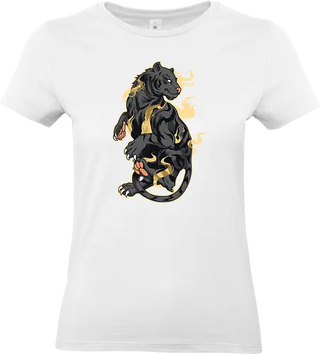 Black Tiger Tora Tattoo - aesthetic, aggressive, angry, animal, anime, black tiger, beast, big cat, gift, japan, japanese, japanese art, style, tattoo, kawaii, majestic, monster, mythology, power, samurai, scary, spiritual, tiger, tiger face, tiger warrior, tigers, tora, traditional, warrior, wild cat, Illustronii - Standard T-Shirt (Women)