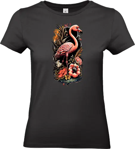 American Pink Flamingo Summer Vibes - adorable, american, flamingo, animal, beach, beautiful, bird, cute, exotic, summer, tattoo, flamingos, kawaii, nature, pink, pink flamingo, plants, positive, vibes, tropical, unique, wildlife, gift, illustronii - Standard T-Shirt (Women)