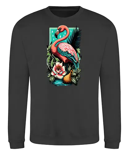 American Pink Flamingo Summer Vibes - adorable, american, flamingo, animal, beach, beautiful, bird, cute, exotic, summer, tattoo, flamingos, kawaii, nature, pink, pink flamingo, plants, positive, vibes, tropical, unique, wildlife, gift, illustronii - Sweatshirt