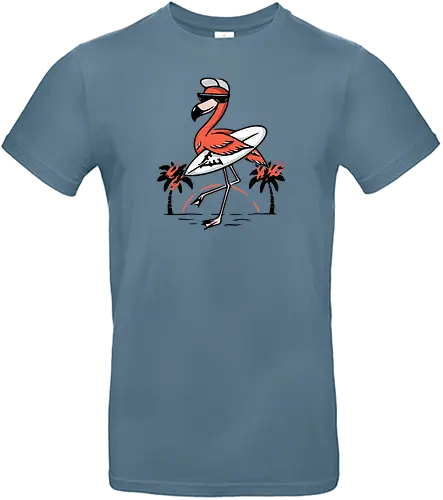 Pink Flamingo Summer Vibes - adorable, positive vibes, surf, surfing, american, flamingo, animal, beach, beautiful, bird, cute, exotic, summer, tattoo, flamingos, kawaii, nature, pink, pink flamingo, plants, positive, vibes, tropical, unique, wildlife, gift, illustronii - Standard T-Shirt