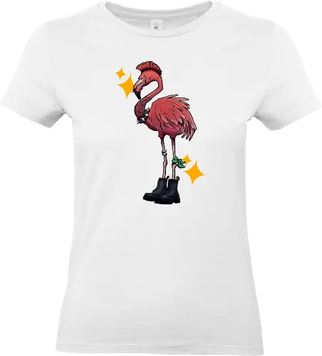 American Pink Punk Flamingo - adorable, punk, rock, metal music, american, flamingo, animal, beach, summer, tattoo, flamingos, kawaii, nature, pink, pink flamingo, plants, positive, vibes, tropical, unique, wildlife, gift, illustronii, beautiful, bird, cute, exotic - Standard T-Shirt (Women)