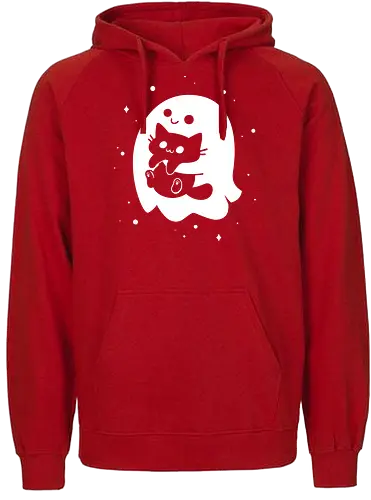 Spooky Cat Snatcher - ghost, black cat, halloween, cute, spooky season, funny, kawaii, black and white, horror, paranormal, happy, spirit - Fairtrade Hoodie