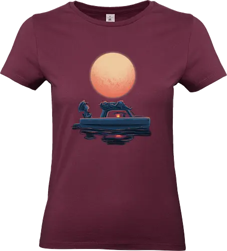 Boat Under The Moon - Ponyo, Sosuke, Boat, Moon - Standard T-Shirt (Women)