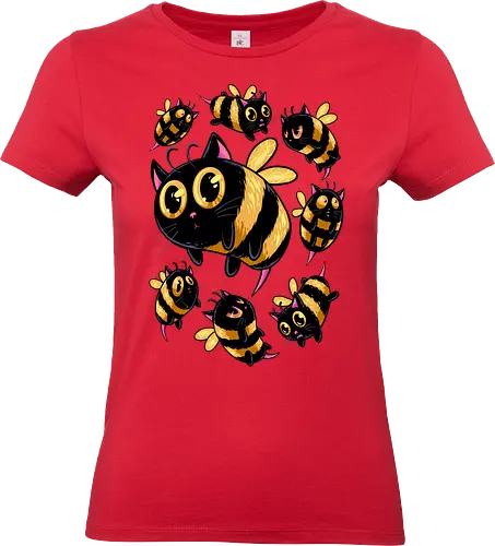 the buzzing paws - cat, bee, animal, insect, bug, cute, funny, powerful, charm, happy - Standard T-Shirt (Women)