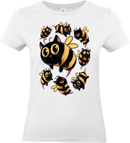 the buzzing paws - cat, bee, animal, insect, bug, cute, funny, powerful, charm, happy - Standard T-Shirt (Women)