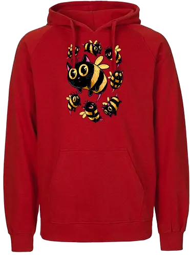 the buzzing paws - cat, bee, animal, insect, bug, cute, funny, powerful, charm, happy - Fairtrade Hoodie