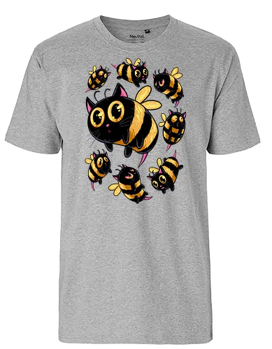 the buzzing paws - cat, bee, animal, insect, bug, cute, funny, powerful, charm, happy - Fairtrade T-Shirt