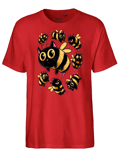 the buzzing paws - cat, bee, animal, insect, bug, cute, funny, powerful, charm, happy - Fairtrade T-Shirt