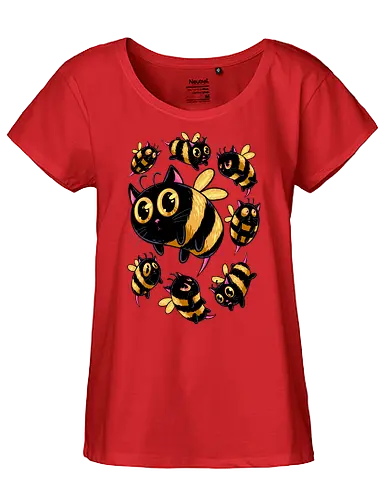 the buzzing paws - cat, bee, animal, insect, bug, cute, funny, powerful, charm, happy - Fairtrade Girl Shirt