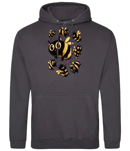 the buzzing paws - cat, bee, animal, insect, bug, cute, funny, powerful, charm, happy - Standard Hoodie