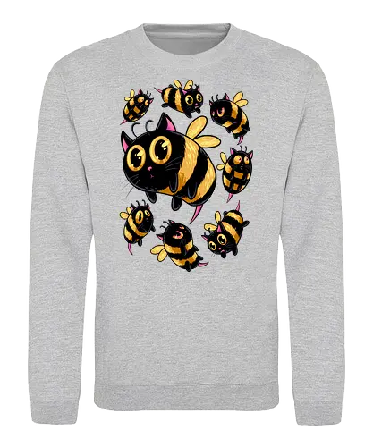 the buzzing paws - cat, bee, animal, insect, bug, cute, funny, powerful, charm, happy - Sweatshirt