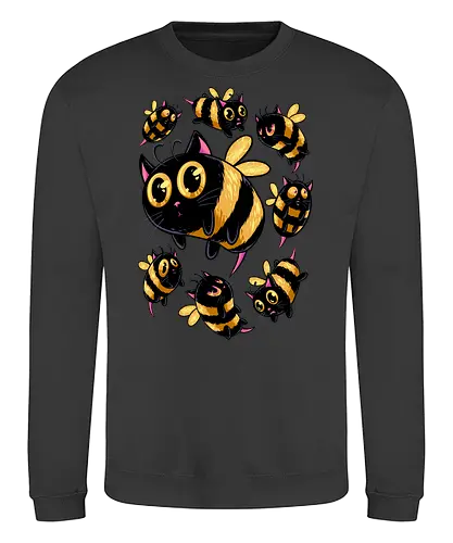 the buzzing paws - cat, bee, animal, insect, bug, cute, funny, powerful, charm, happy - Sweatshirt