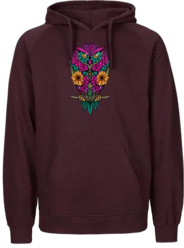 flying flowers - flower, owl, bird, colorful, illustration, rainbow, beautiful - Fairtrade Hoodie