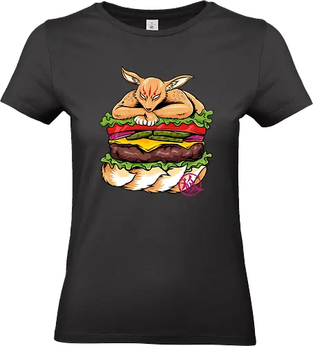 japanese burger  - fox, animal, food, burger, fastfood, ninetails, japanese - Standard T-Shirt (Women)