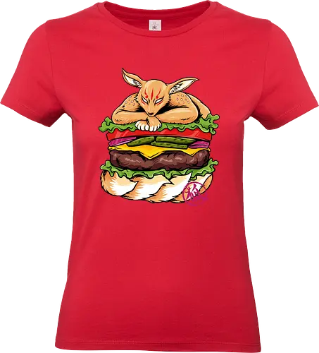 japanese burger  - fox, animal, food, burger, fastfood, ninetails, japanese - Standard T-Shirt (Women)
