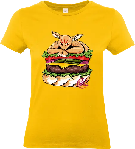 japanese burger  - fox, animal, food, burger, fastfood, ninetails, japanese - Standard T-Shirt (Women)