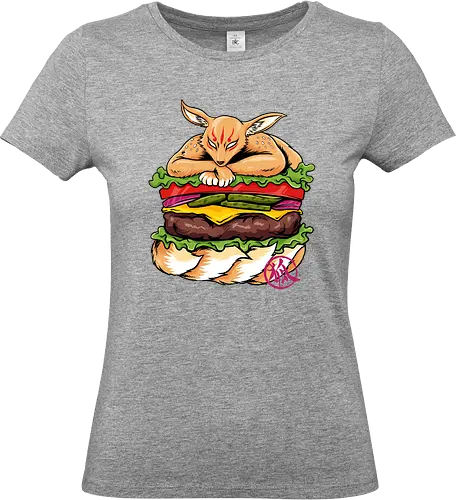 japanese burger  - fox, animal, food, burger, fastfood, ninetails, japanese - Standard T-Shirt (Women)