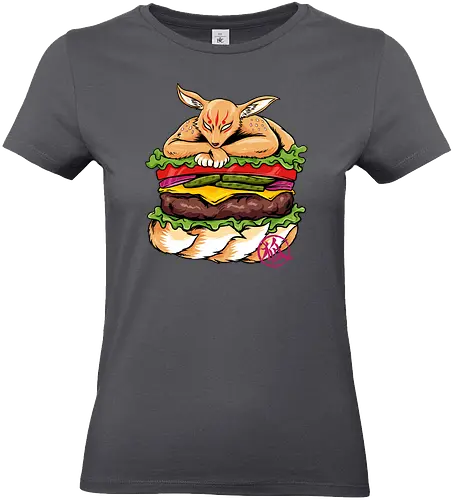 japanese burger  - fox, animal, food, burger, fastfood, ninetails, japanese - Standard T-Shirt (Women)