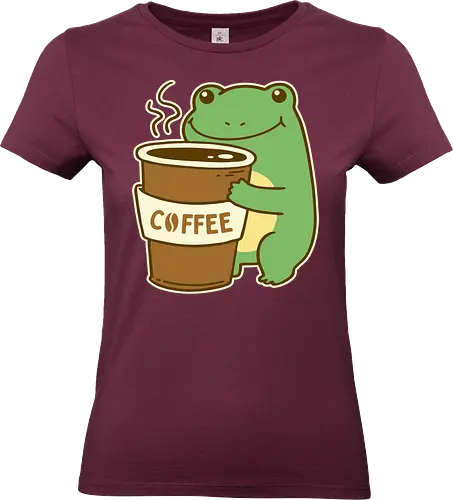 Frog Coffee - frog, coffee, drink, cute, animal, toad, mornings. - Standard T-Shirt (Women)