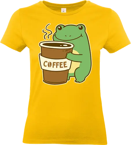 Frog Coffee - frog, coffee, drink, cute, animal, toad, mornings. - Standard T-Shirt (Women)